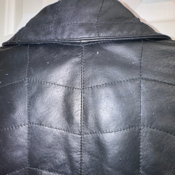 KC Collections Black Leather square stitched Jacket, Size Small - Picture 15 of 16